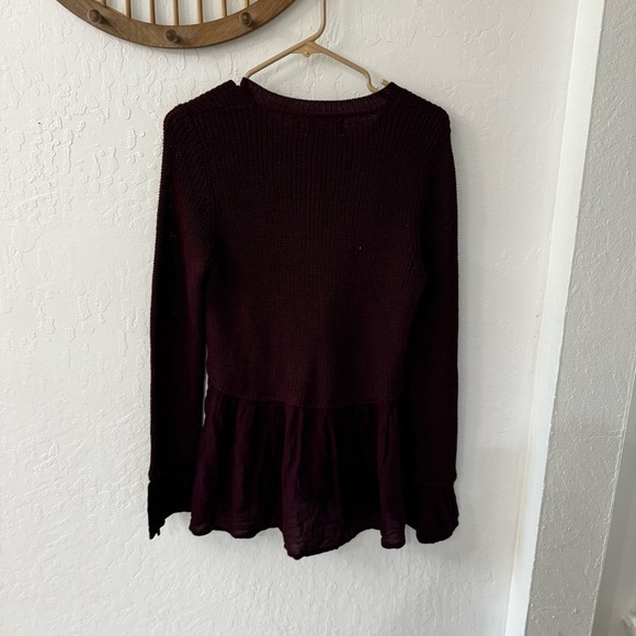 Altar'd State Burgundy V-Neck Long Sleeve Rowena Sweater Size Small - Picture 4 of 9